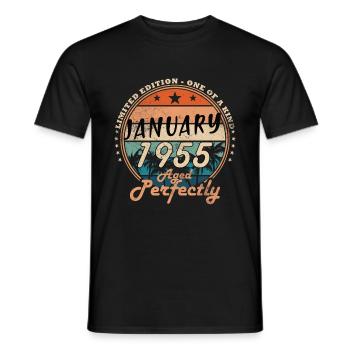 Janvier 1955 Anniversaire Janvier 1955 Janvier - T-shirt homme - noir - Devant - AI Model Male 178 light (178cm)