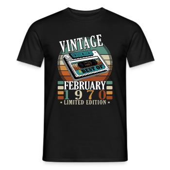 Février 1970| Anniversaire 1970 Millésime Février - T-shirt homme - noir - Devant - AI Model Male 178 light (178cm)