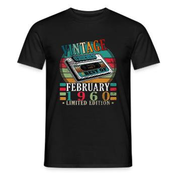 Februar 1960 - Jahrgang geboren im Februar 1960 - Männer T-Shirt - Schwarz - Vorne - AI Model Male 178 light (178cm)
