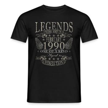 Février 1990 Février 1990 Cadeau d’anniversaire - T-shirt homme - noir - Devant - AI Model Male 178 light (178cm)