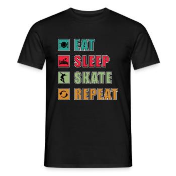 Essen Schlaf Skate Repeat Skateboard Lustig - Männer T-Shirt - Schwarz - Vorne - AI Model Male 178 light (178cm)