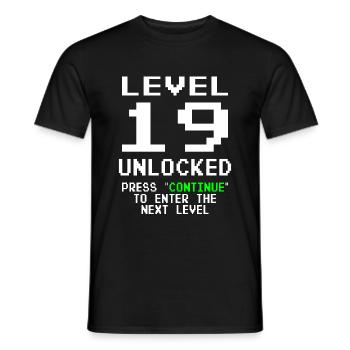 19th Birthday - 19 Years Gamer Level 19 unlocked - Men's T-Shirt - black - Front - AI Model Male 178 light (178cm)
