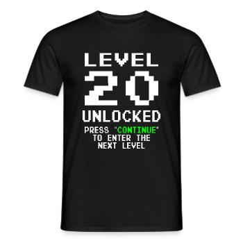 Level 20 Unlocked 20th Birthday Gamer - Men's T-Shirt - black - Front - AI Model Male 178 light (178cm)