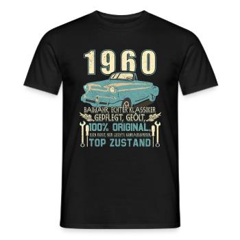 Oldtimer Baujahr 1960 Geboren Jahrgang 1960 - Männer T-Shirt - Schwarz - Vorne - AI Model Male 178 light (178cm)