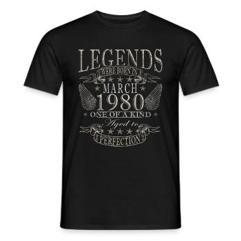 Mars 1980 ' s Vintage 1980 ' s Cadeau d’anniversaire Mars - T-shirt homme - noir - Devant - AI Model Male 178 light (178cm)