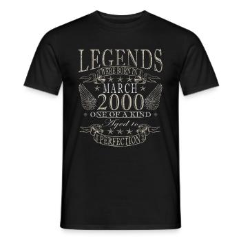 Legendary since March 2000 - Birthday March 2000 - Men's T-Shirt - black - Front - AI Model Male 178 light (178cm)