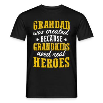 Grandad Was Created Because Grandkids Need Heroes - Männer T-Shirt - Schwarz - Vorne - AI Model Male 178 light (178cm)