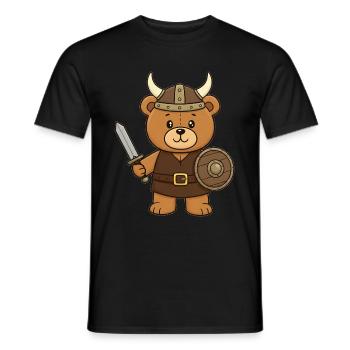 Teddy Bear Viking - Men's T-Shirt - black - Front - AI Model Male 178 light (178cm)