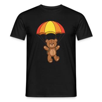 Teddy Bear Parachutist - Men's T-Shirt - black - Front - AI Model Male 178 light (178cm)