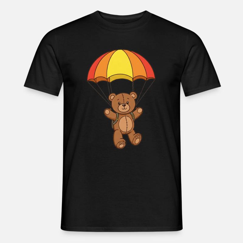 Teddybär Fallschirmspringer - Männer T-Shirt - Schwarz