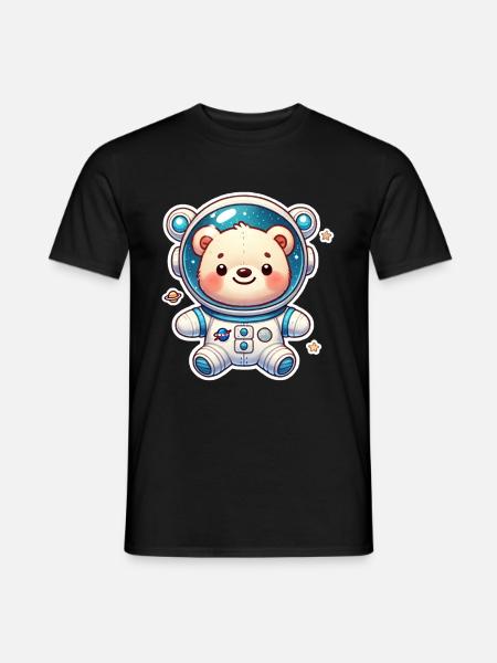 Teddybär Astronaut - Männer T-Shirt - Schwarz