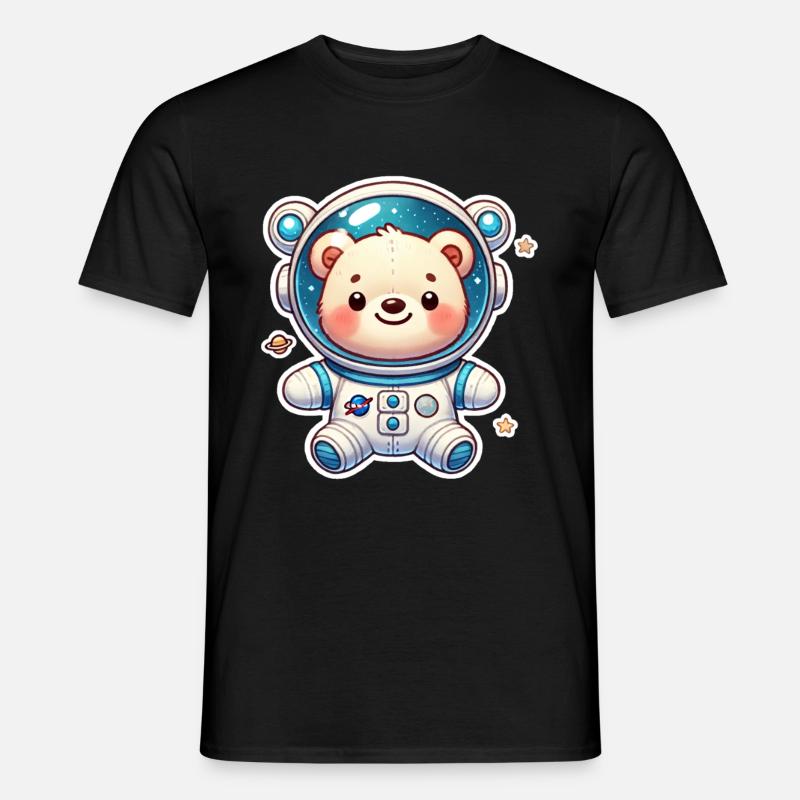Teddybär Astronaut - Männer T-Shirt - Schwarz