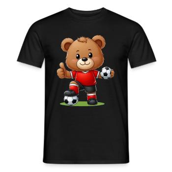 Teddy Bear Soccer Player - Men's T-Shirt - black - Front - AI Model Male 178 light (178cm)