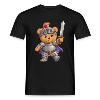 Teddy Bear Knight - Men's T-Shirt - black - Front - AI Model Male 178 light (178cm)