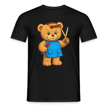 Teddy Bear Hairdresser - Men's T-Shirt - black - Front - AI Model Male 178 light (178cm)