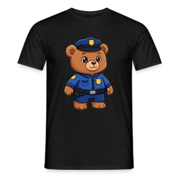 Ours en peluche Policier - T-shirt homme - noir - Devant - AI Model Male 178 light (178cm)