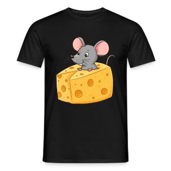 Tier Cartoon Maus mit Käse - Männer T-Shirt - Schwarz - Vorne - AI Model Male 178 light (178cm)