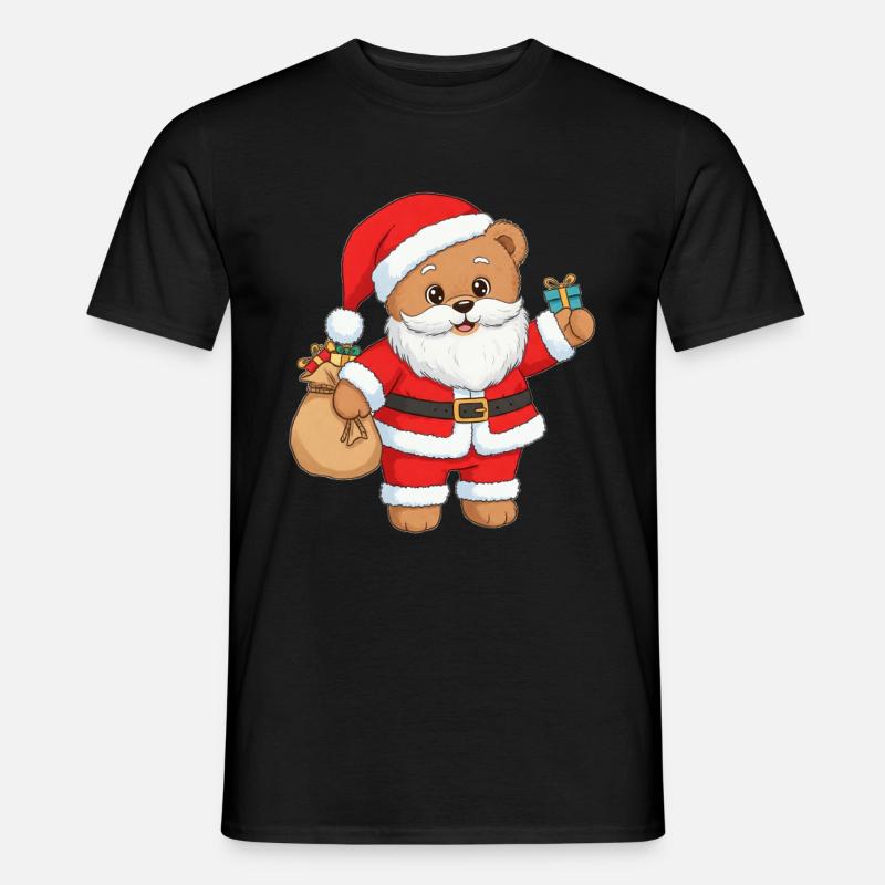 Teddybär Weihnachtsmann - Männer T-Shirt - Schwarz