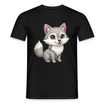 Animal Cartoon Wolf - Men's T-Shirt - black - Front - AI Model Male 178 light (178cm)