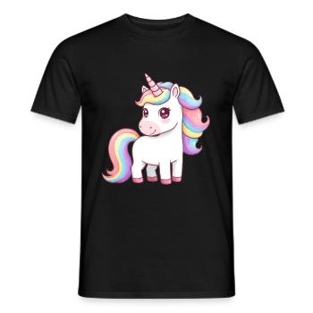 Licorne de dessin animé animalier - T-shirt homme - noir - Devant - AI Model Male 178 light (178cm)