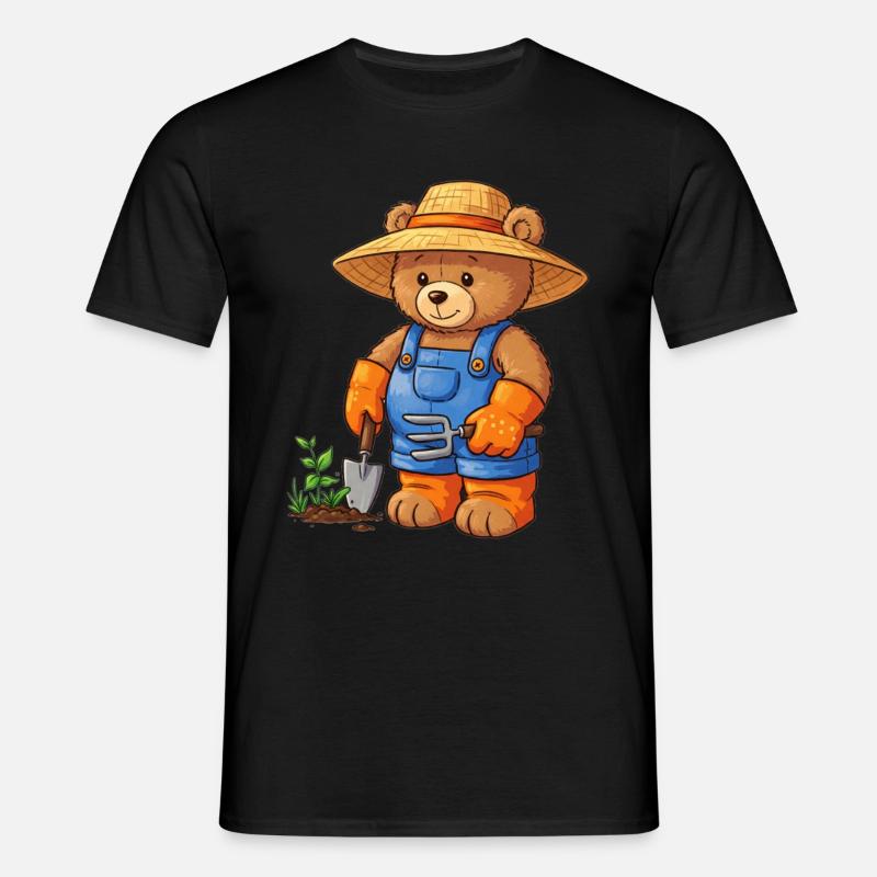 Teddybär Gärtner - Männer T-Shirt - Schwarz