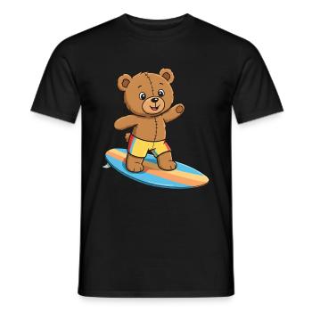 Teddy Bear Surfer - Men's T-Shirt - black - Front - AI Model Male 178 light (178cm)