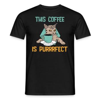 Cats Kitten Coffee Pet - Men's T-Shirt - black - Front - AI Model Male 178 light (178cm)