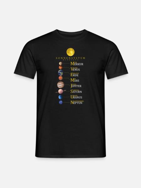 Sonnensystem Merksatz - Planeten - Weltraum - Männer T-Shirt - Schwarz