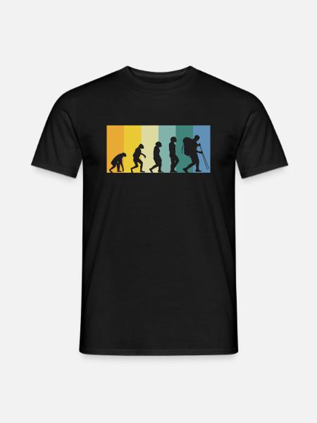Evolution Wanderer - wandern retro vintage Farben - Männer T-Shirt - Schwarz