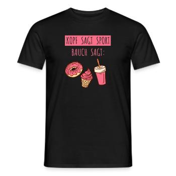 Kopf sagt Sport Bauch sagt Süßigkeiten - Spruch - Männer T-Shirt - Schwarz - Vorne - AI Model Male 178 light (178cm)