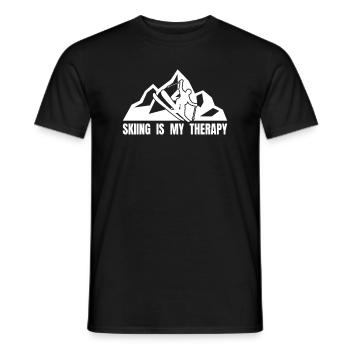 SKIING IS MY THERAPY - Skifahrer Ski Berge Winter - Männer T-Shirt - Schwarz - Vorne - AI Model Male 178 light (178cm)