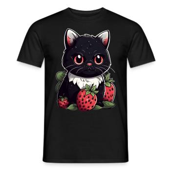 Ragamuffin Fraise Cat Cadeau - T-shirt homme - noir - Devant - AI Model Male 178 light (178cm)