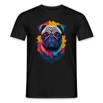Carlin chien couleur explosion chiens illustration - T-shirt homme - noir - Devant - AI Model Male 178 light (178cm)