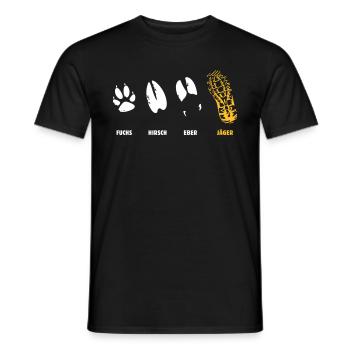 Renard, cerf, sanglier, chasseur, pas, piste - T-shirt homme - noir - Devant - AI Model Male 178 light (178cm)