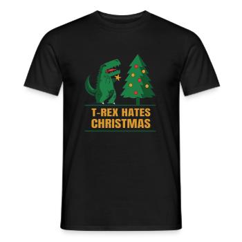 T-Rex Hates Christmas Witziger Trex Dino - Männer T-Shirt - Schwarz - Vorne - AI Model Male 178 light (178cm)