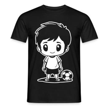 Soccer Boy Drawing - Men's T-Shirt - black - Front - AI Model Male 178 light (178cm)