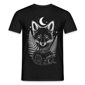 Mystischer Fuchs mit Kürbis - Nacht im Herbstwald - Männer T-Shirt - Schwarz - Vorne - AI Model Male 178 light (178cm)