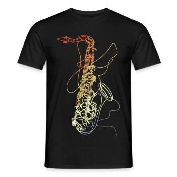 Saxophon Line Art Vintage - Männer T-Shirt - Schwarz - Vorne - AI Model Male 178 light (178cm)