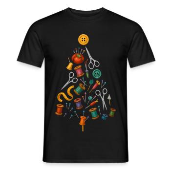 Couture Conception d’arbre de Noël - T-shirt homme - noir - Devant - AI Model Male 178 light (178cm)