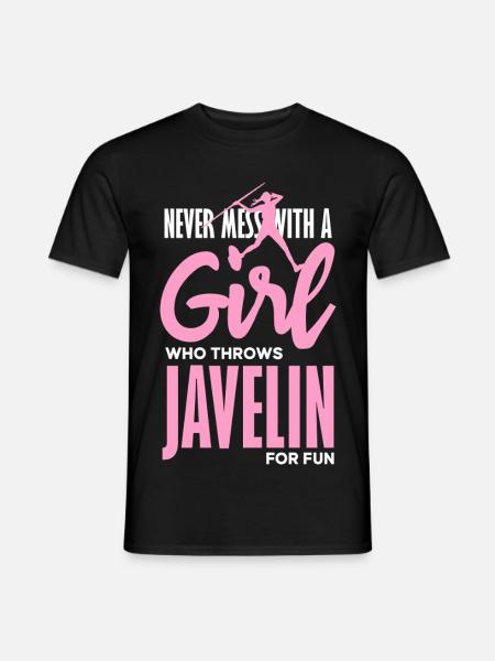 Javelin thrower with fun statement - Men's T-Shirt - black
