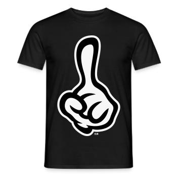 Raised index finger (finger / left hand NEG2C) - Men's T-Shirt - black - Front - AI Model Male 178 light (178cm)
