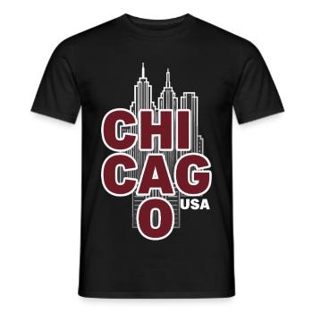 Chicago Skyline, USA, Illinois - T-shirt homme - noir - Devant - AI Model Male 178 light (178cm)