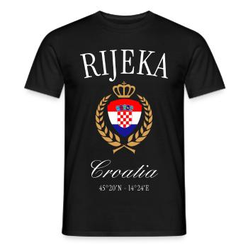 Rijeka Croatia Coat of Arms Crown – Travel Souvenir - Men's T-Shirt - black - Front - AI Model Male 178 light (178cm)