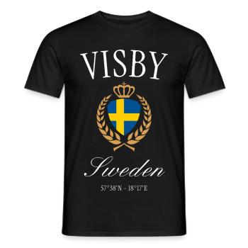 Visby Schweden Wappen Krone – Reise Souvenir - Männer T-Shirt - Schwarz - Vorne - AI Model Male 178 light (178cm)