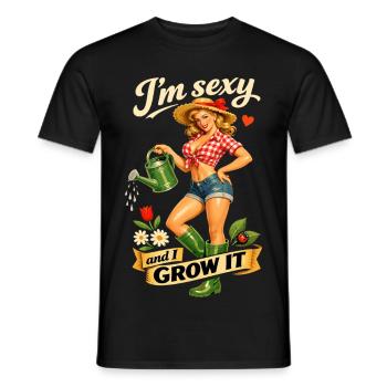 Jardinière pin-up sexy : Je suis sexy et je le cultive - T-shirt homme - noir - Devant - AI Model Male 178 light (178cm)