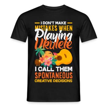 Designs et expressions amusantes de ukulélé - T-shirt homme - noir - Devant - AI Model Male 178 light (178cm)