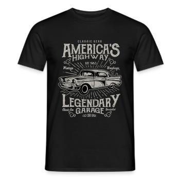 Americas Highway Vintage Retro Car Engine America - Men's T-Shirt - black - Front - AI Model Male 178 light (178cm)