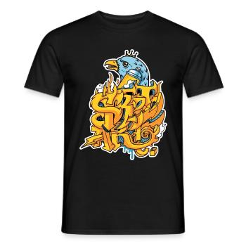 Graffiti street art with eagle and crown - Men's T-Shirt - black - Front - AI Model Male 178 light (178cm)