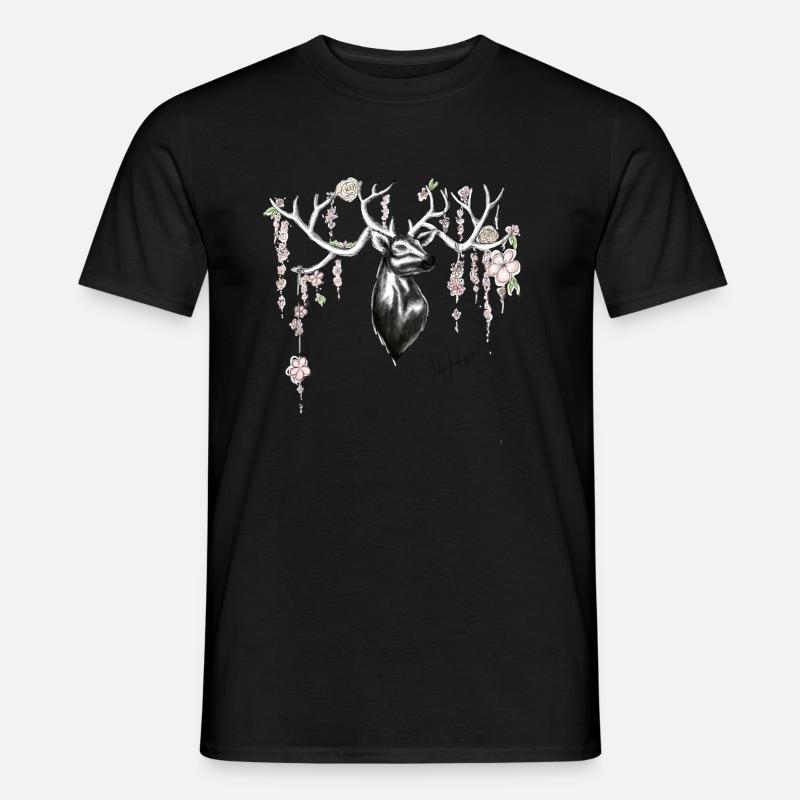 Hirsch mit Blumengeweih - Männer T-Shirt - undefined
