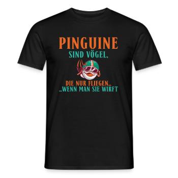 Pinguine sind Vögel die fliegen wenn man sie wirft - Männer T-Shirt - Schwarz - Vorne - AI Model Male 178 light (178cm)